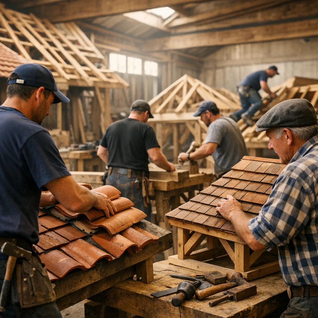 Sas FLCOUVERTURE - Artisan couvreur charpentier au travail